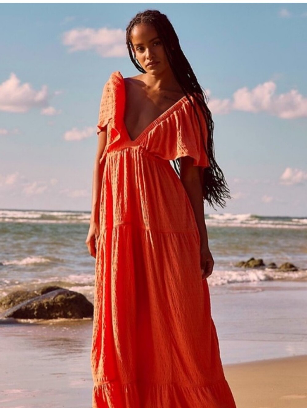 FP Beach La La Maxi Dress Wild Papaya Orange Size Large